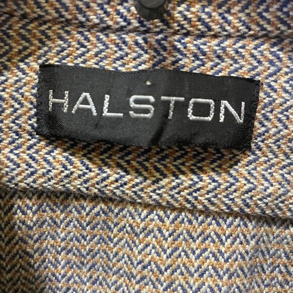 Halston Wool Blend Plaid Button Down Long Sleeve Shirt - Picture 7 of 10